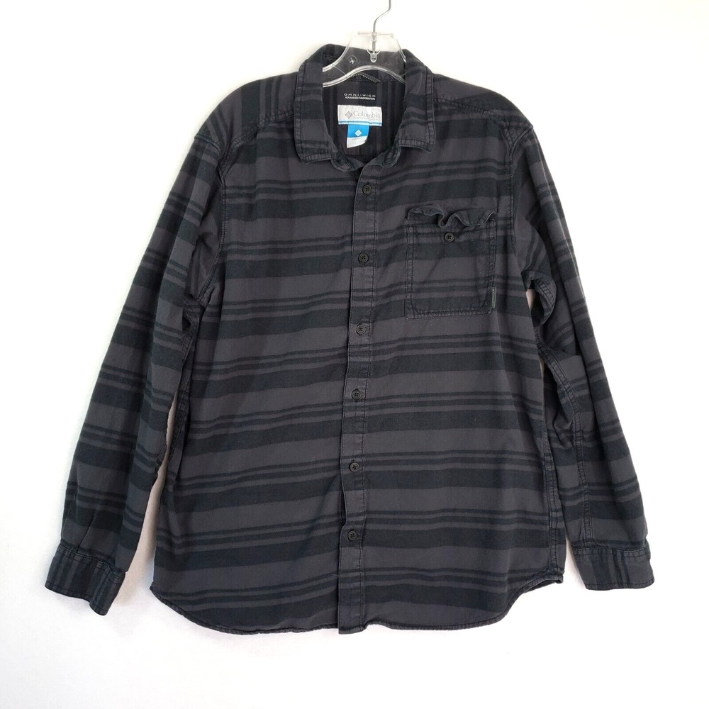 Columbia Omni-Wick Button Down Shirt Mens L Striped Long Sleeve‎ Casual Outdoor